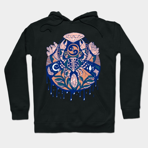 Teal Salmon Mystic Cancer Hoodie by kenallouis